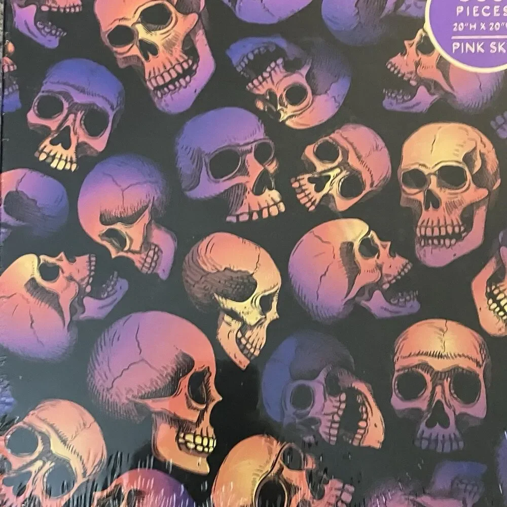 Skull Party Jigsaw Puzzle 500-Pieces Pink Sky New In Box Sealed Halloween Fun